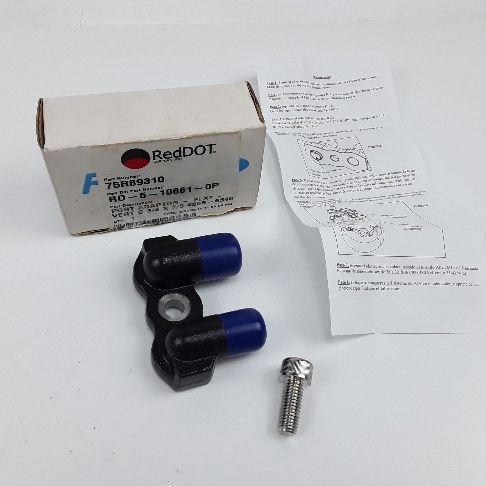 Red Dot 75R89310 Suction Compressor Manifold Port Adapter Assembly 3/4 x 7/8