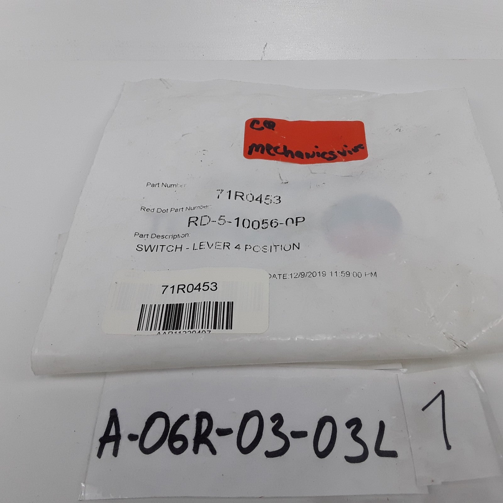 Red Dot 71R0453 Bent Lever Blower Switch Assembly 4 Positions Heavy Duty