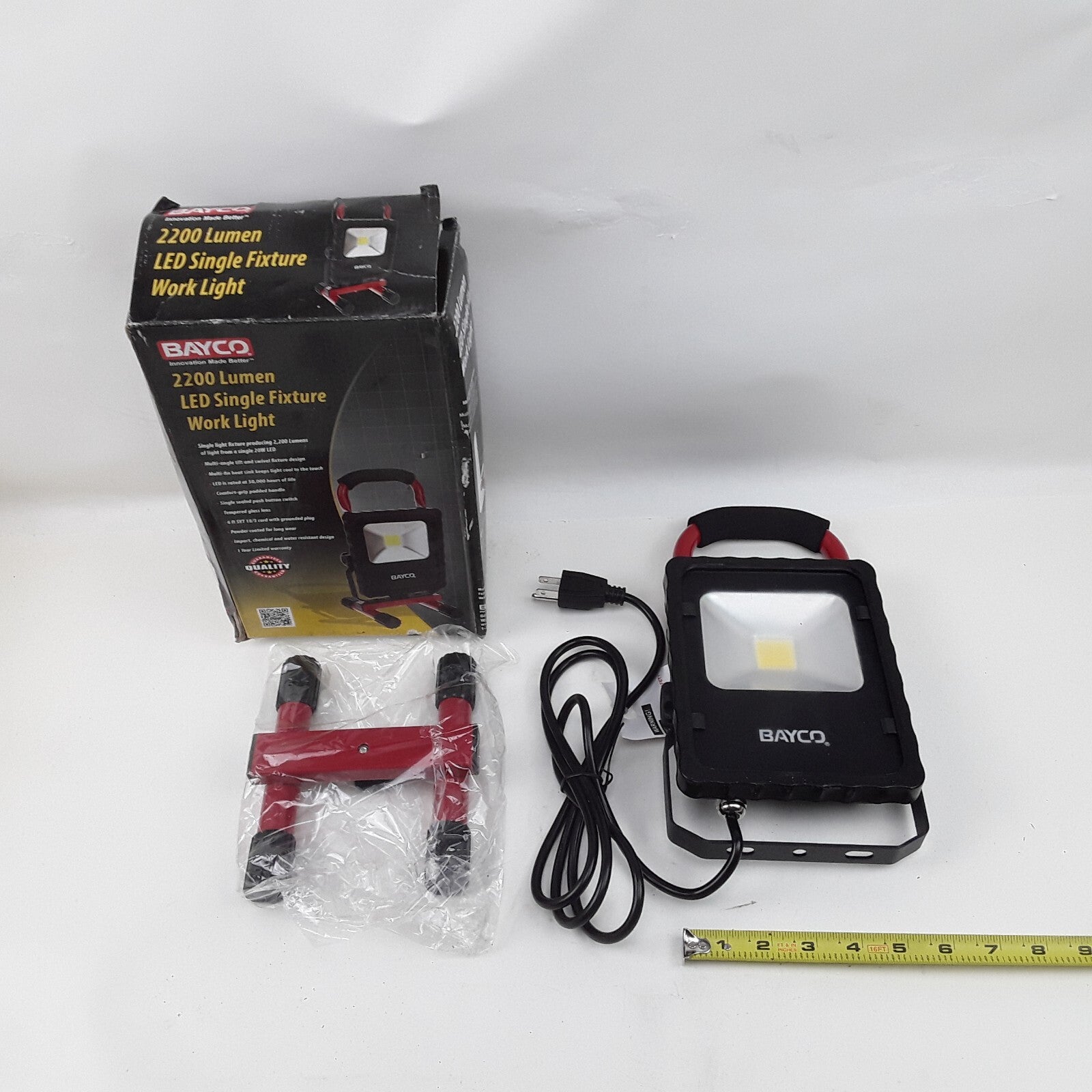 Bayco 1512 Work Light 2200 Lumen LED Single Fixture Multi-Angle Tilt & Swivels