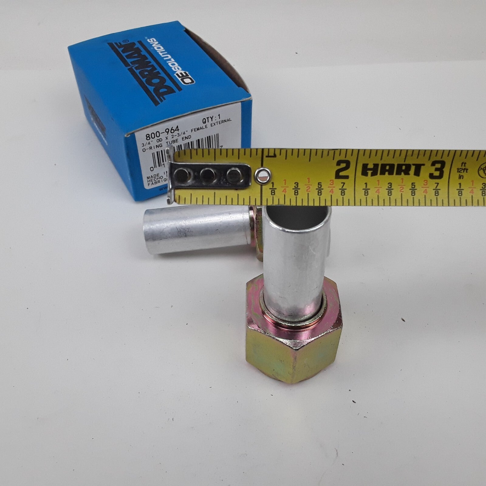 2pc Car Truck Female External O-Ring Tube End With O-Ring. 3/4 In. OD x 2-3/4 In