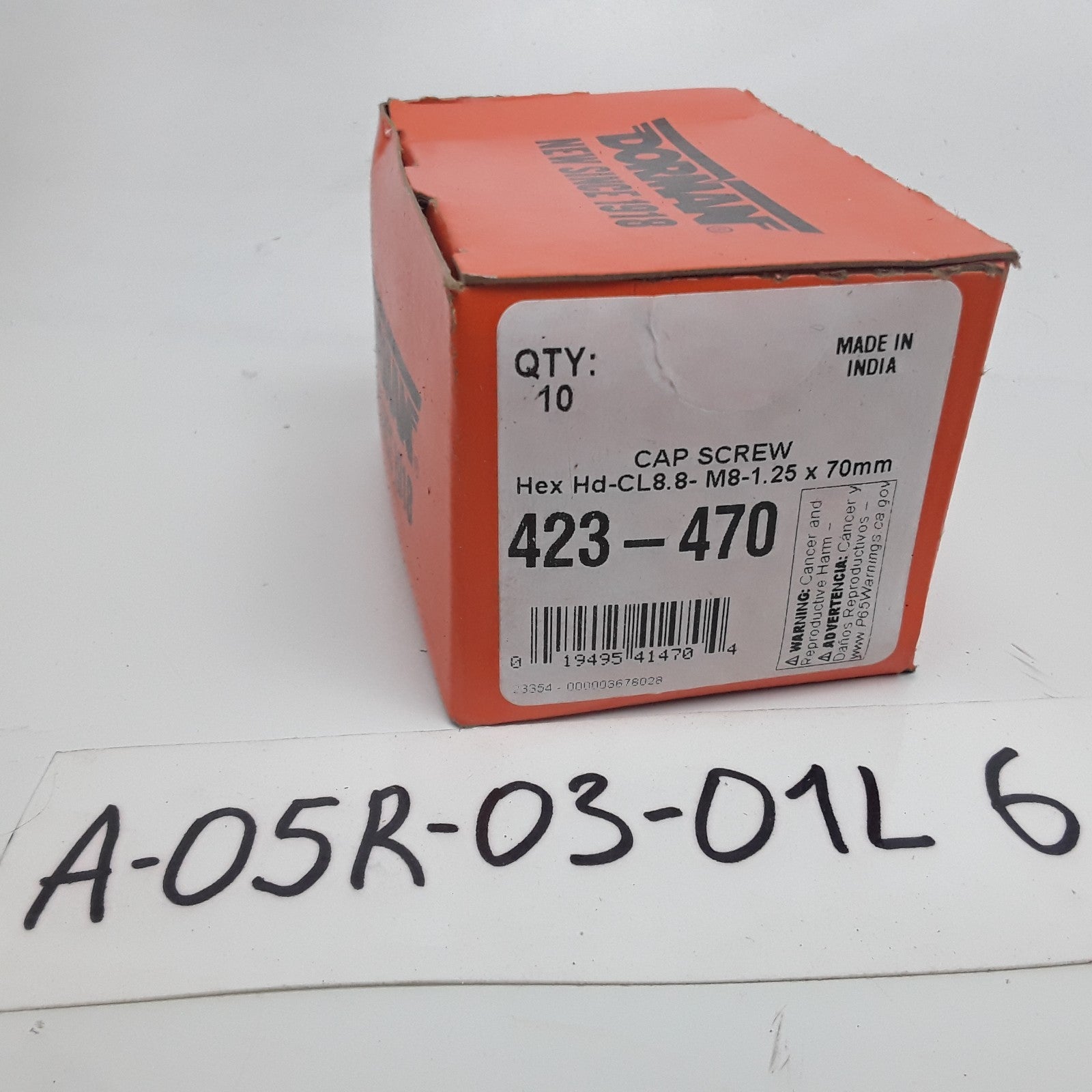 Dorman 423-470 Cap Screw-Hex Steel Head-Class 8.8- M8-1.25 x 70mm Set of 10