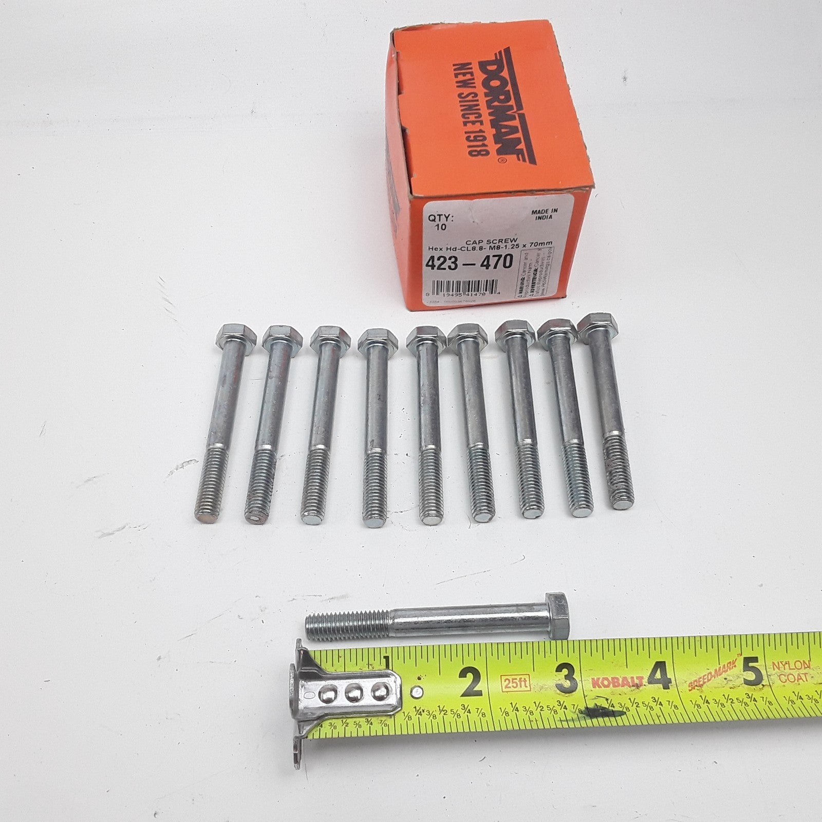 Dorman 423-470 Cap Screw-Hex Steel Head-Class 8.8- M8-1.25 x 70mm Set of 10
