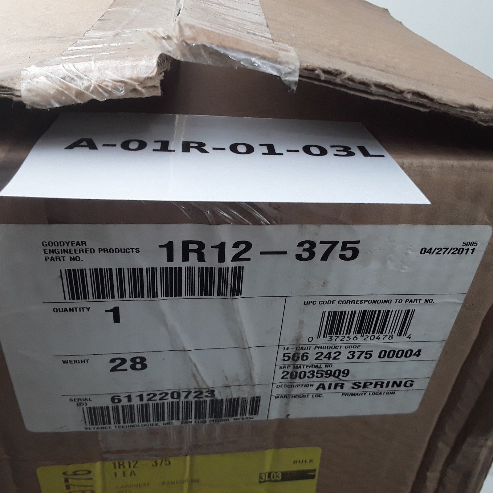 Goodyear 1R12-375 Super Cushion Rolling Lobe Air Springs High Performance