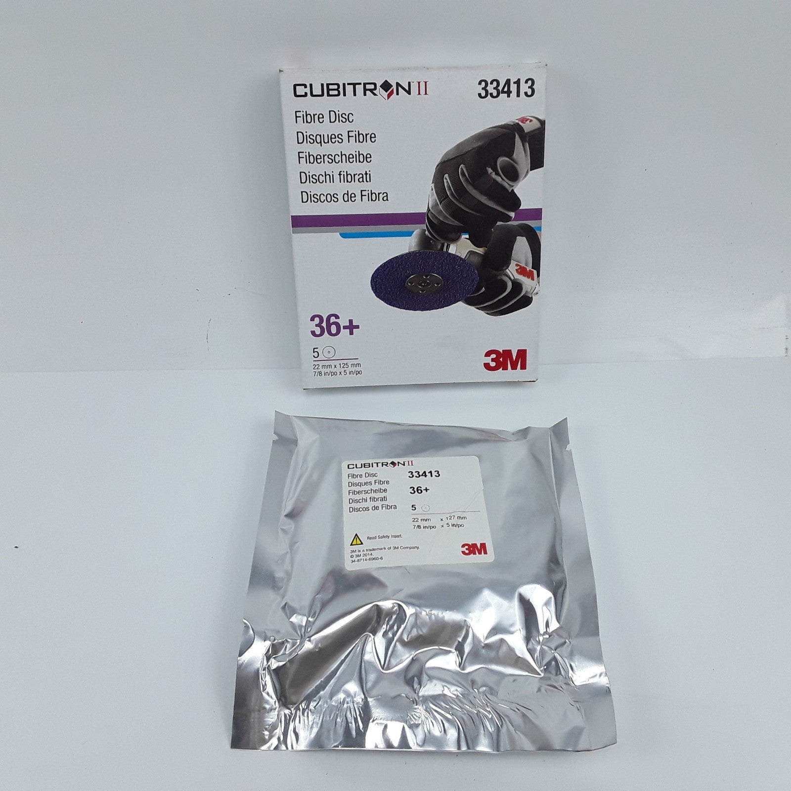 3M 33413 Cubitron II Abrasive Fibre Disc 22mm X 125 mm 7/8 in/po X 5 in/po (5pk)
