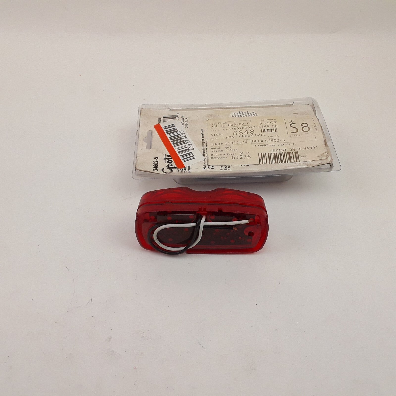 Grote G46025 Side Marker Light Assembly Red LED Scalp Lens Rectangular 12V