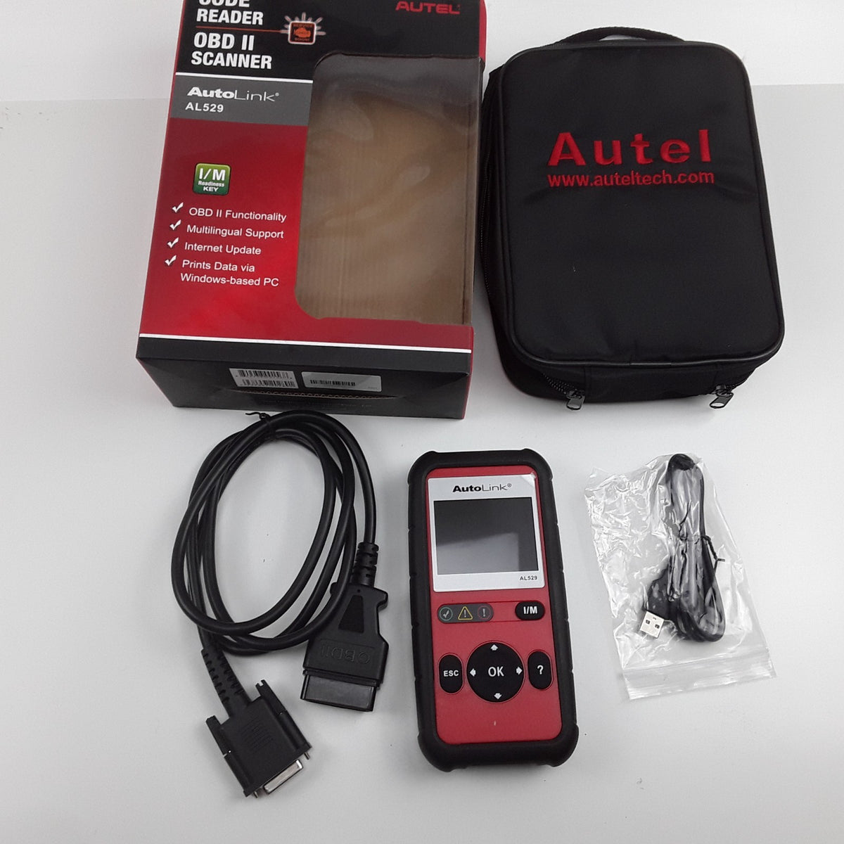 Autel Autolink AL529 I/M Code Reader OBD II Scanner Data Prints Internet Update