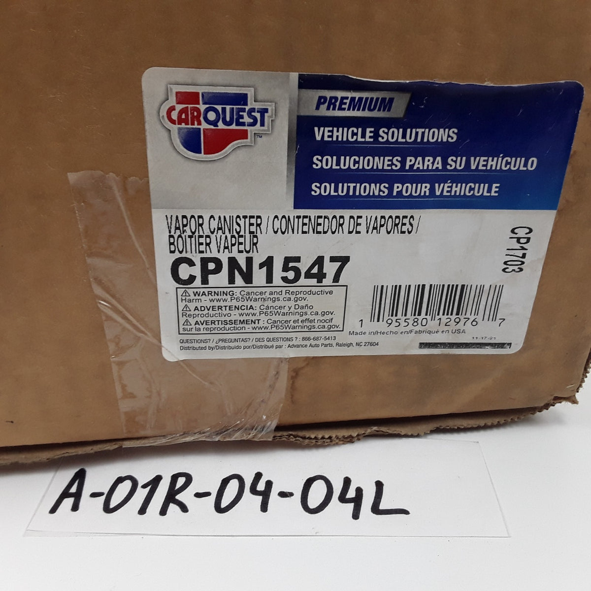 Carquest CPN1547 Fuel Vapor Canister Fits Subaru Outback Legacy (2010 2011 2012)