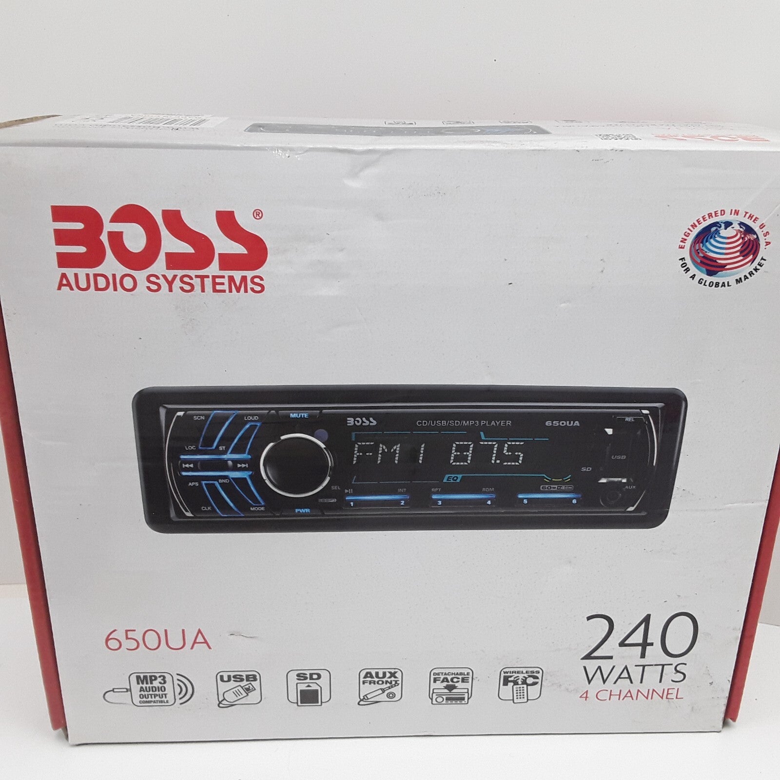 BOSS Audio Systems 650UA MP3-Compatible CD AM/FM Receiver Black 240W 4-Channel