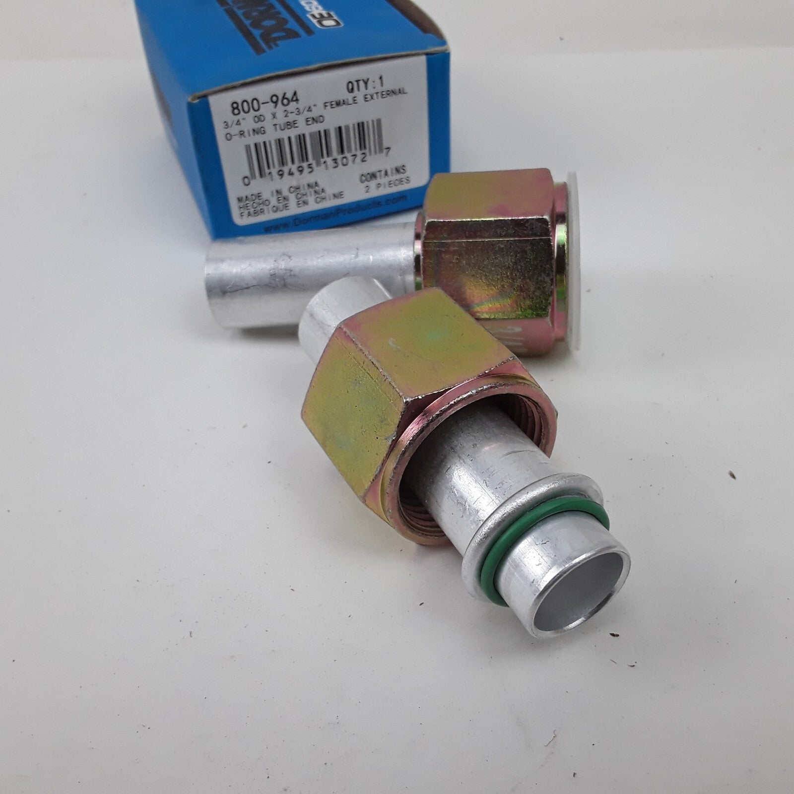 2pc Car Truck Female External O-Ring Tube End With O-Ring. 3/4 In. OD x 2-3/4 In