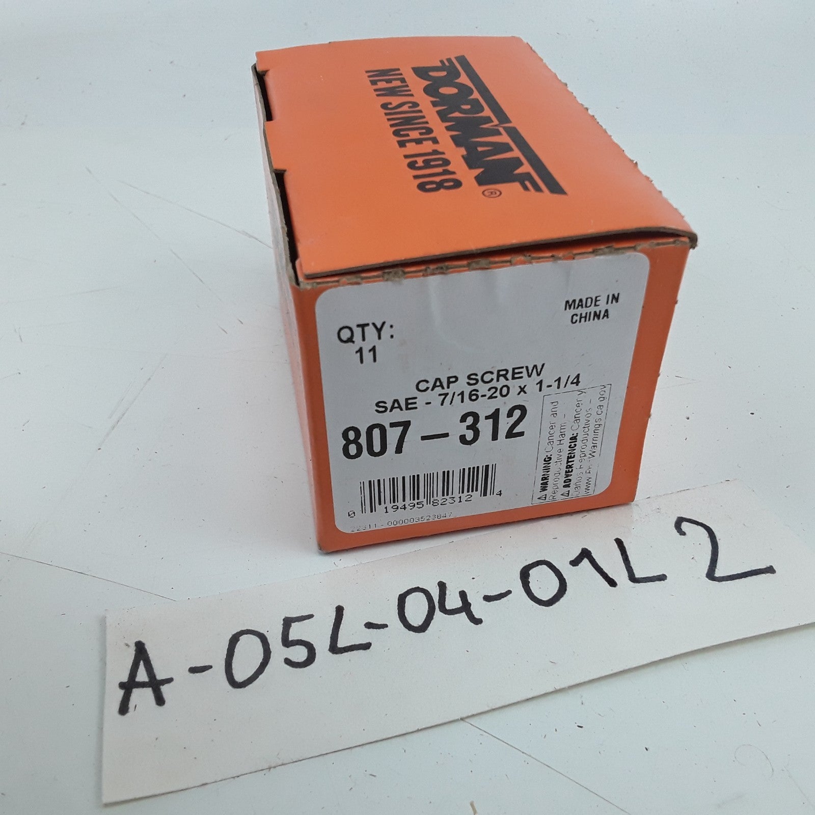 Dorman 807-312 Cap Screw-Hex Steel Head-Grade 5- 7/16-20 x 1-1/4 in Set of 11