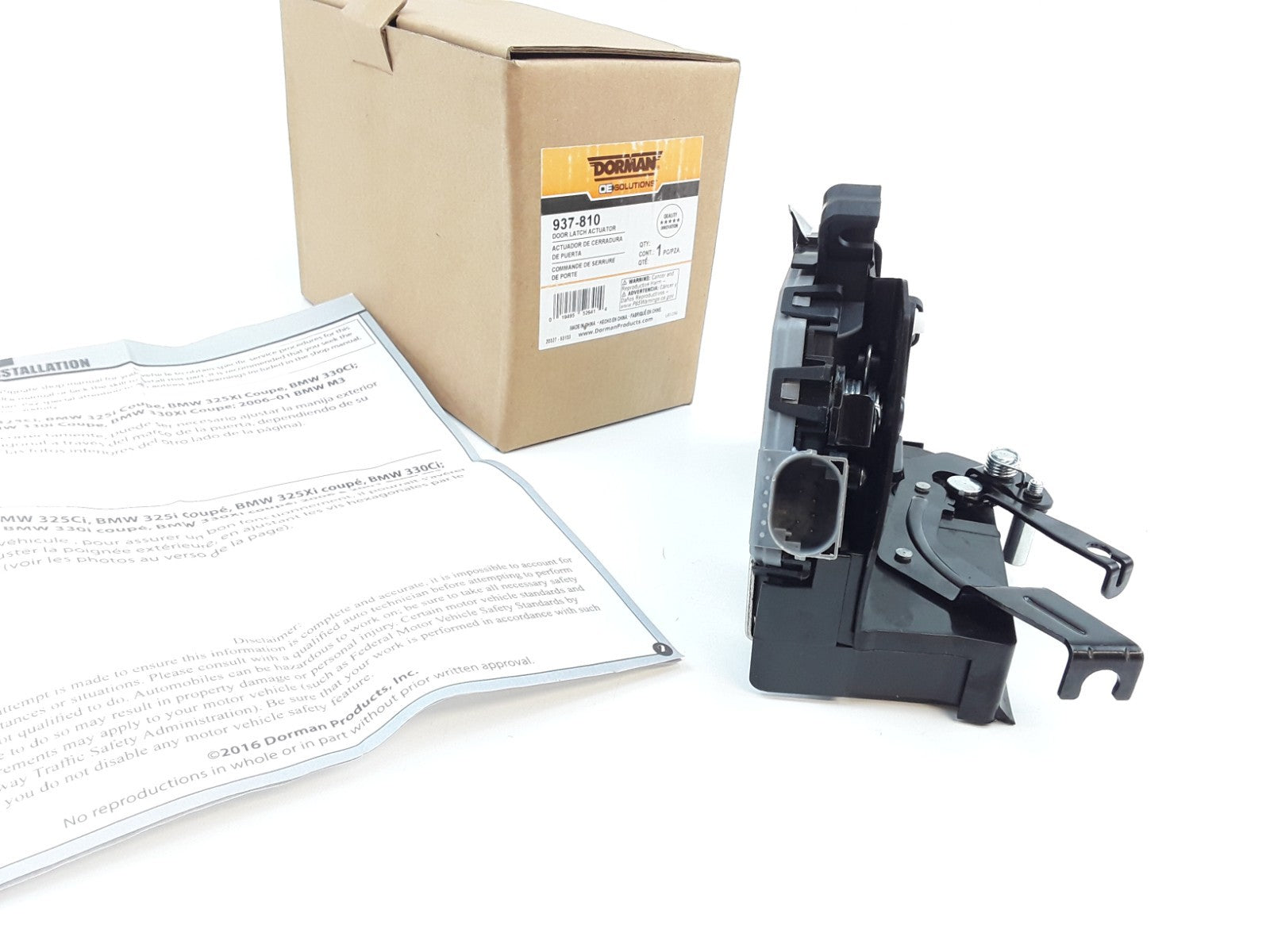 Front Left Door Lock Actuator Fits BMW M3 330Ci 325Ci (2001 2002 2003 2004-2006)