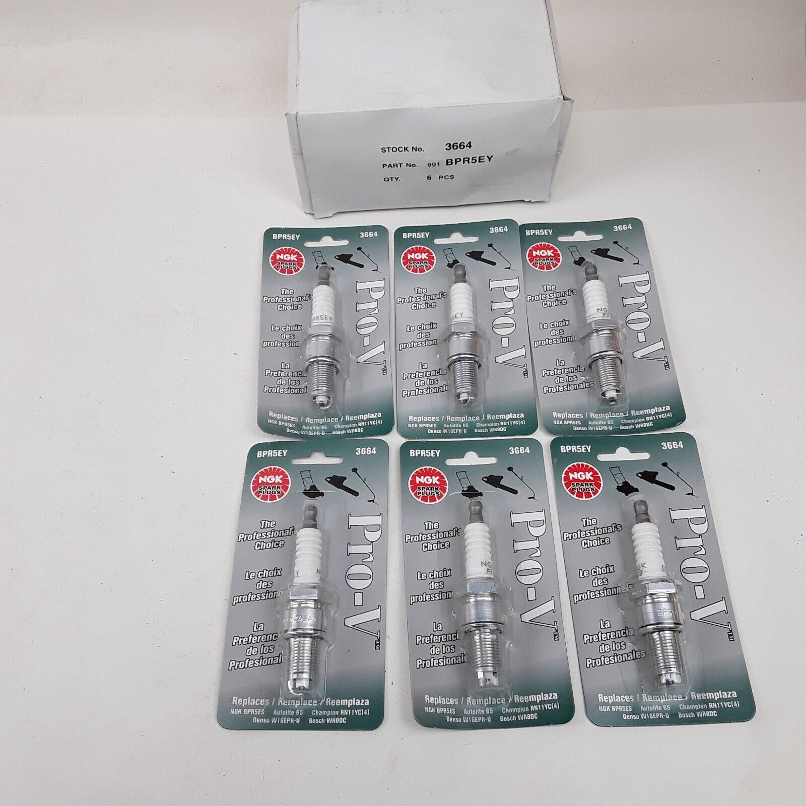 Set of 6 NGK 3664 BPR5EY PRO-V Spark Plug Replace # RN11YC4 WR8DC BPR5ES