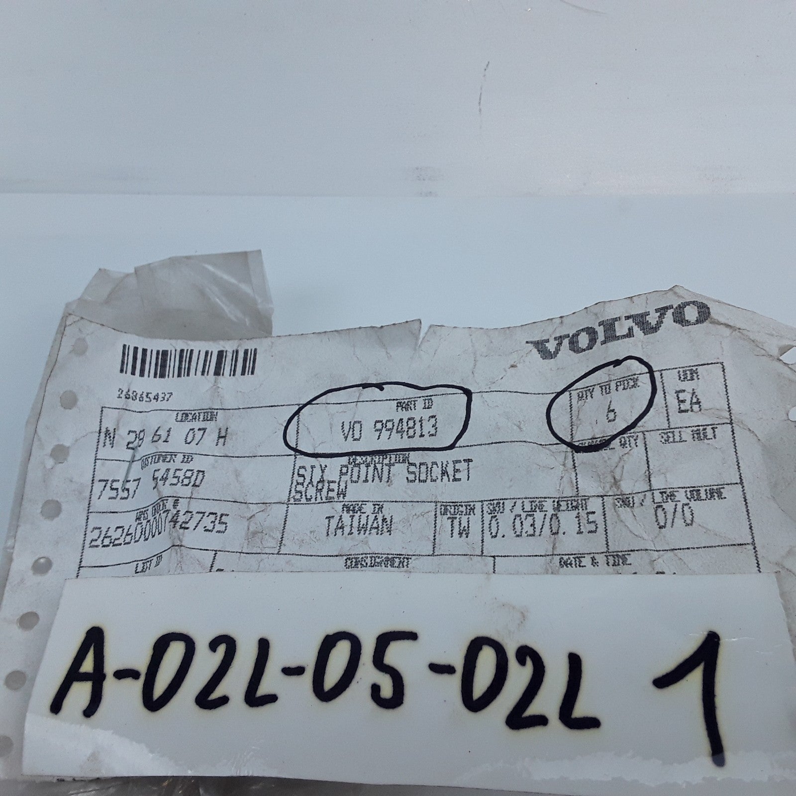 Genuine Six-Point Socket Screw Bolt 6 PCS V0994813 For Volvo XC60 Mk1