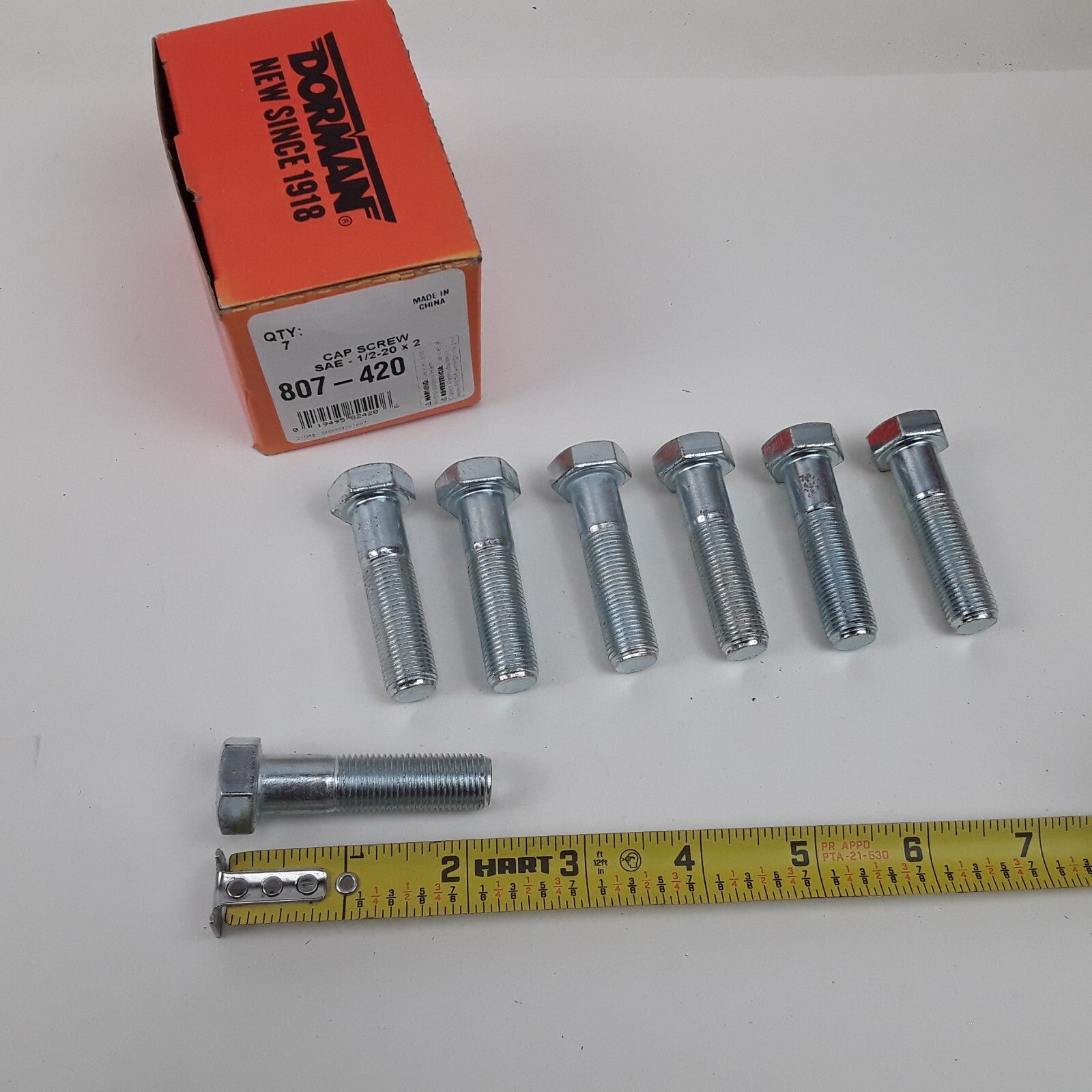 Multipurpose Car Truck Bolt Cap Screw-Hex Head-Grade 5- 1/2-20 x 2 In Pack of 7