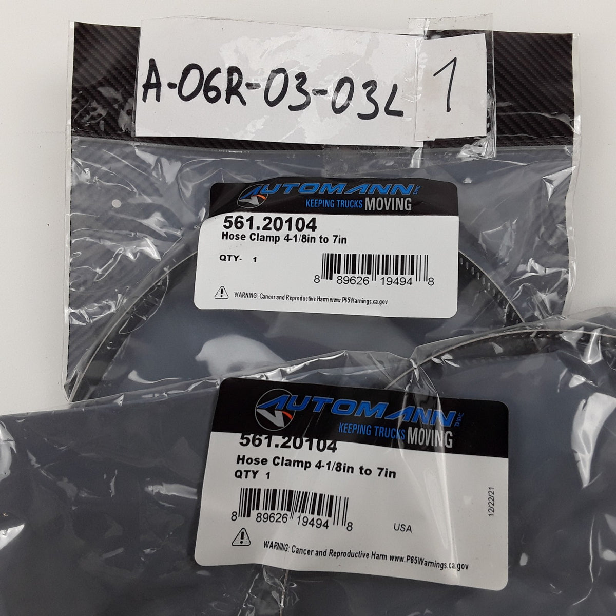 Automann 561.20104 Hose Clamp Assembly 4-1/8in to 7in Set of 2 Clamps