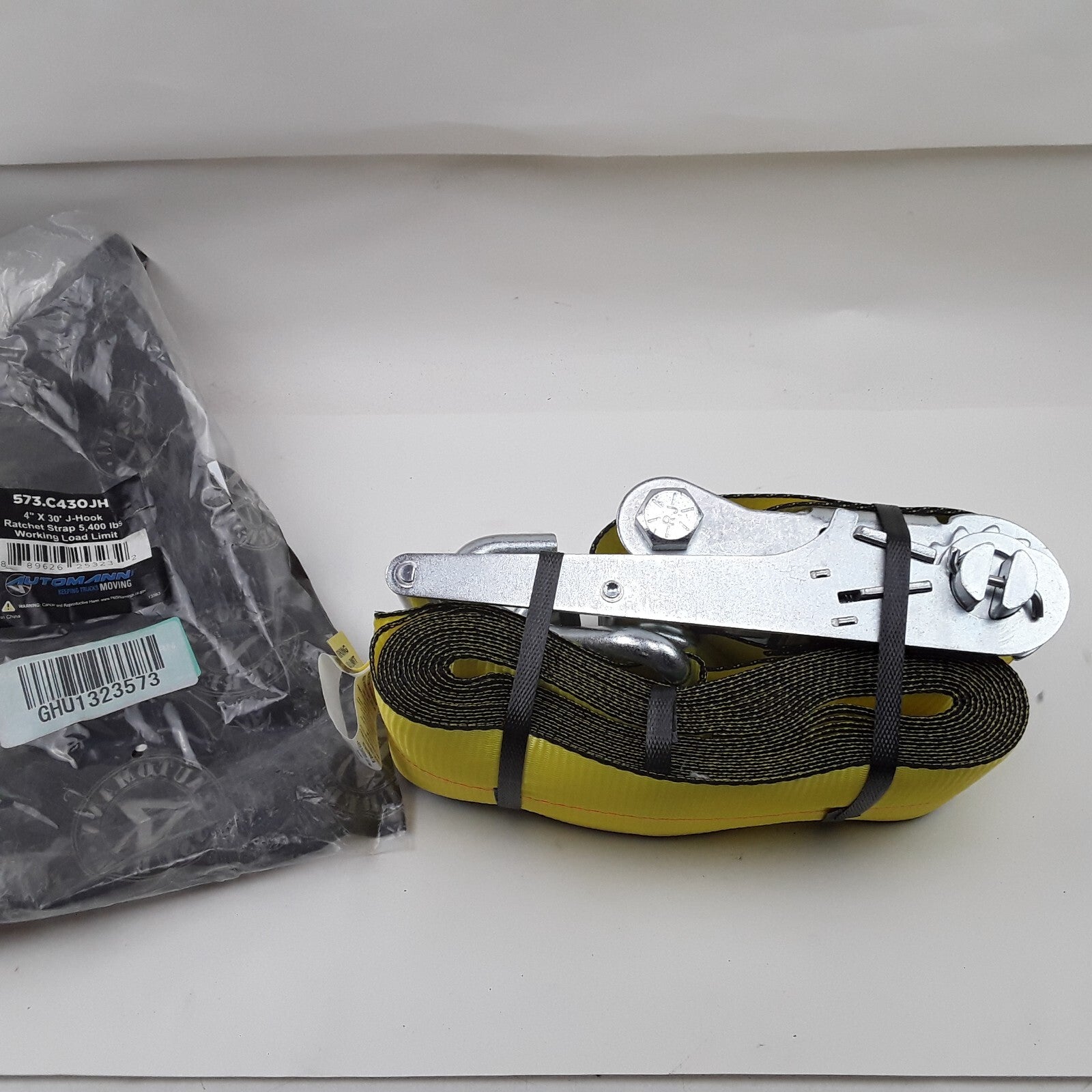 Automann 573.C430JH J-Hook Ratchet Strap 4in 30 Feet 5400 lbs Working Load Limit