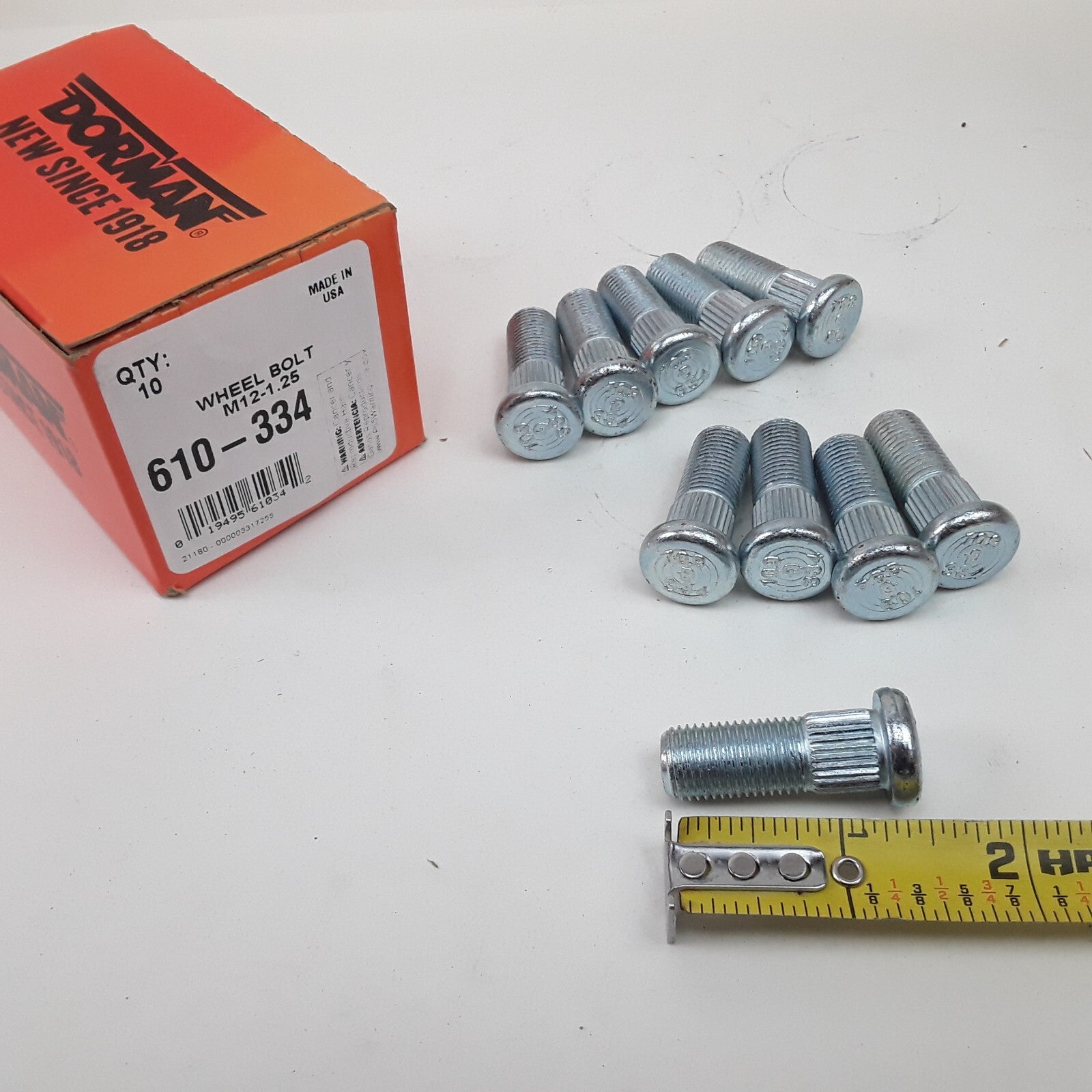 10 Wheel Stud Serrated M12-1.25 12.45mm Knurl 33.5mm Fits Geo Chevrolet Suzuki