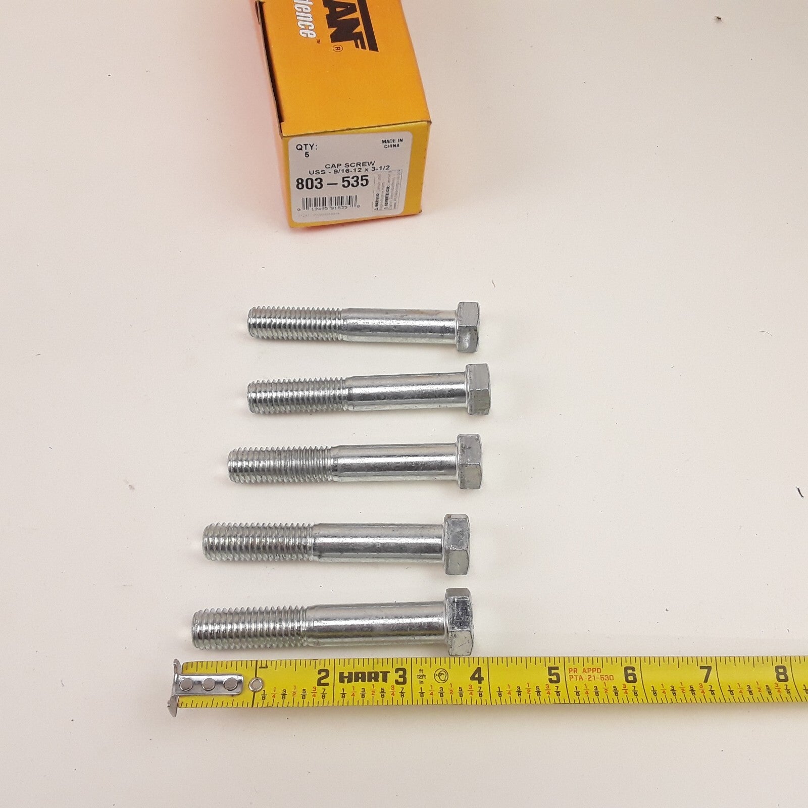 5 pcs Multipurpose Car Truck Bolt Cap Screw-Hex Head-Grade 5- 9/16-12 x 3-1/2 In