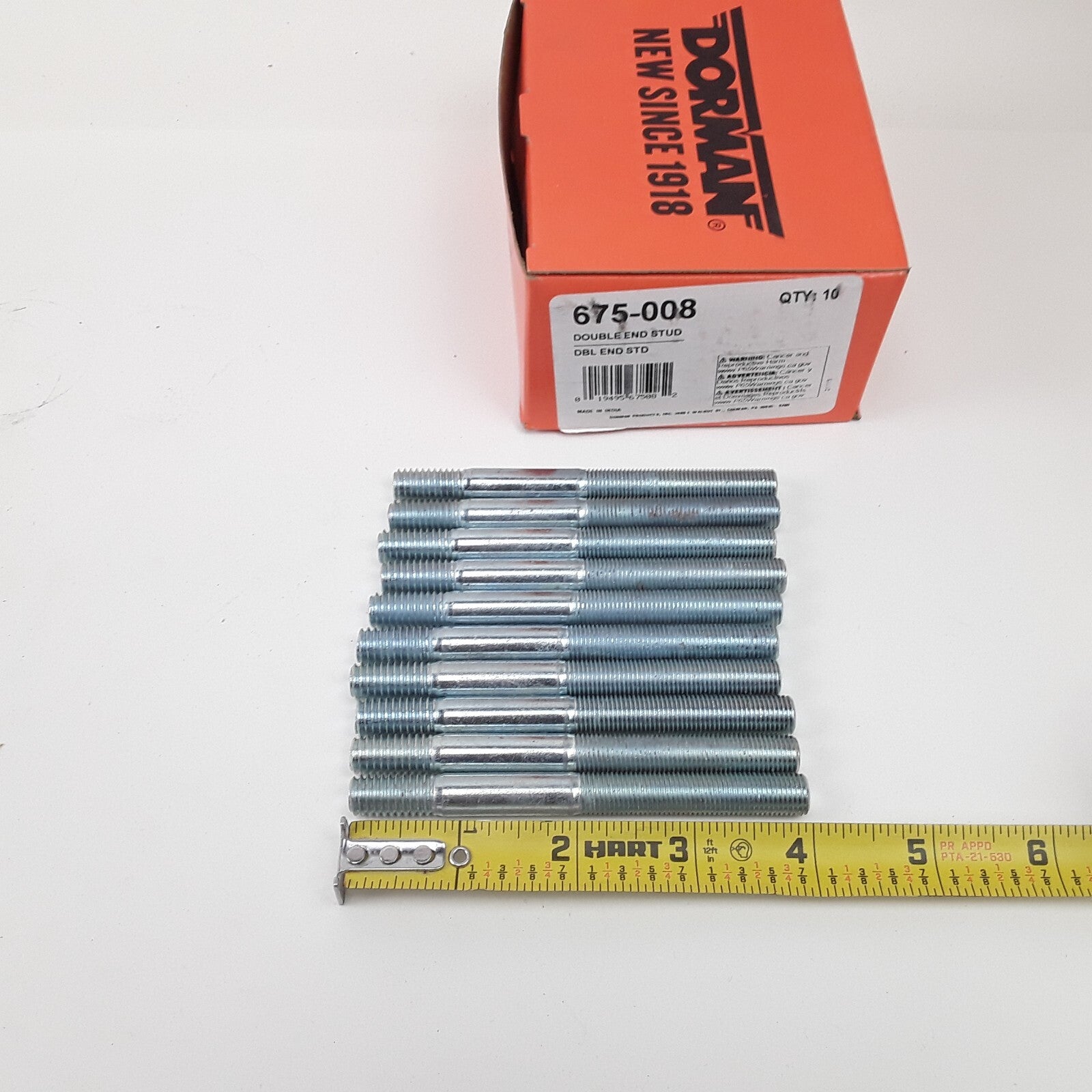 10 pc Double Ended Stud - 3/8-16 x 5/8 In. and 3/8-24 x 1-15/16 In Universal Fit