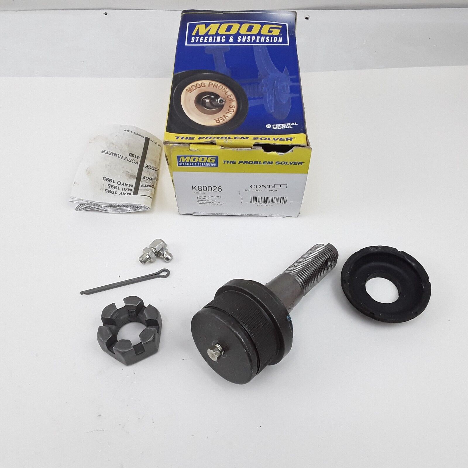 Moog K80026 Front Upper Ball Joint for Dodge Ram 2500/3500, Ford F-Series,Bronco
