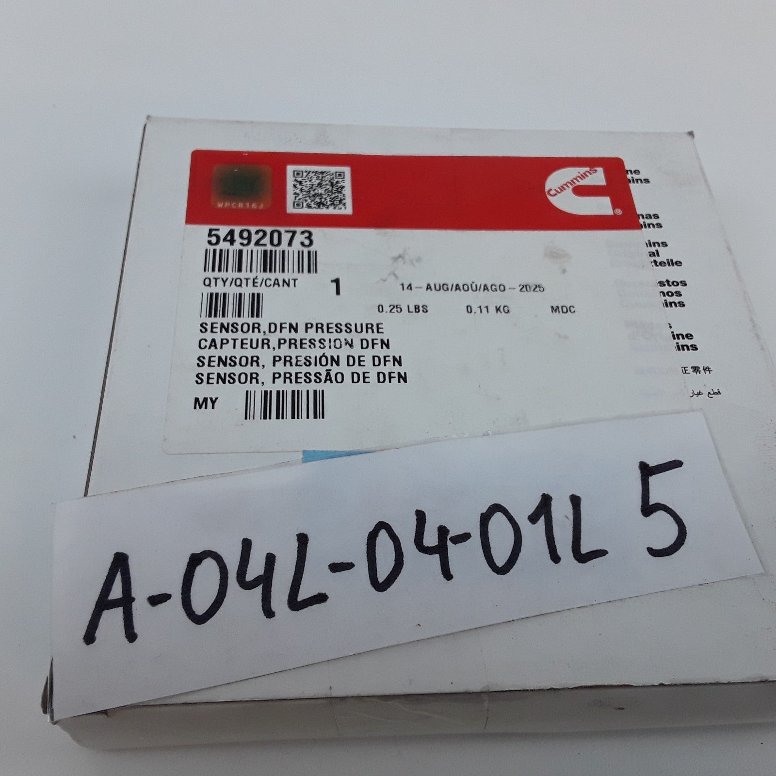 OEM Cummins 5492073 Differential Pressure Sensor EPA17 15 Liter ISX QSX Engines