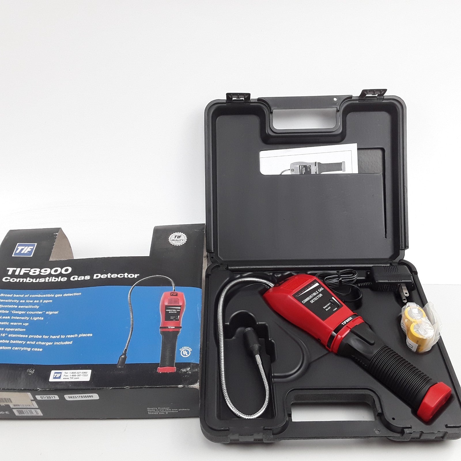 TIF 8900 Combustible Gas Detector Adjustable Sensitivity Levels Probe Length 16"