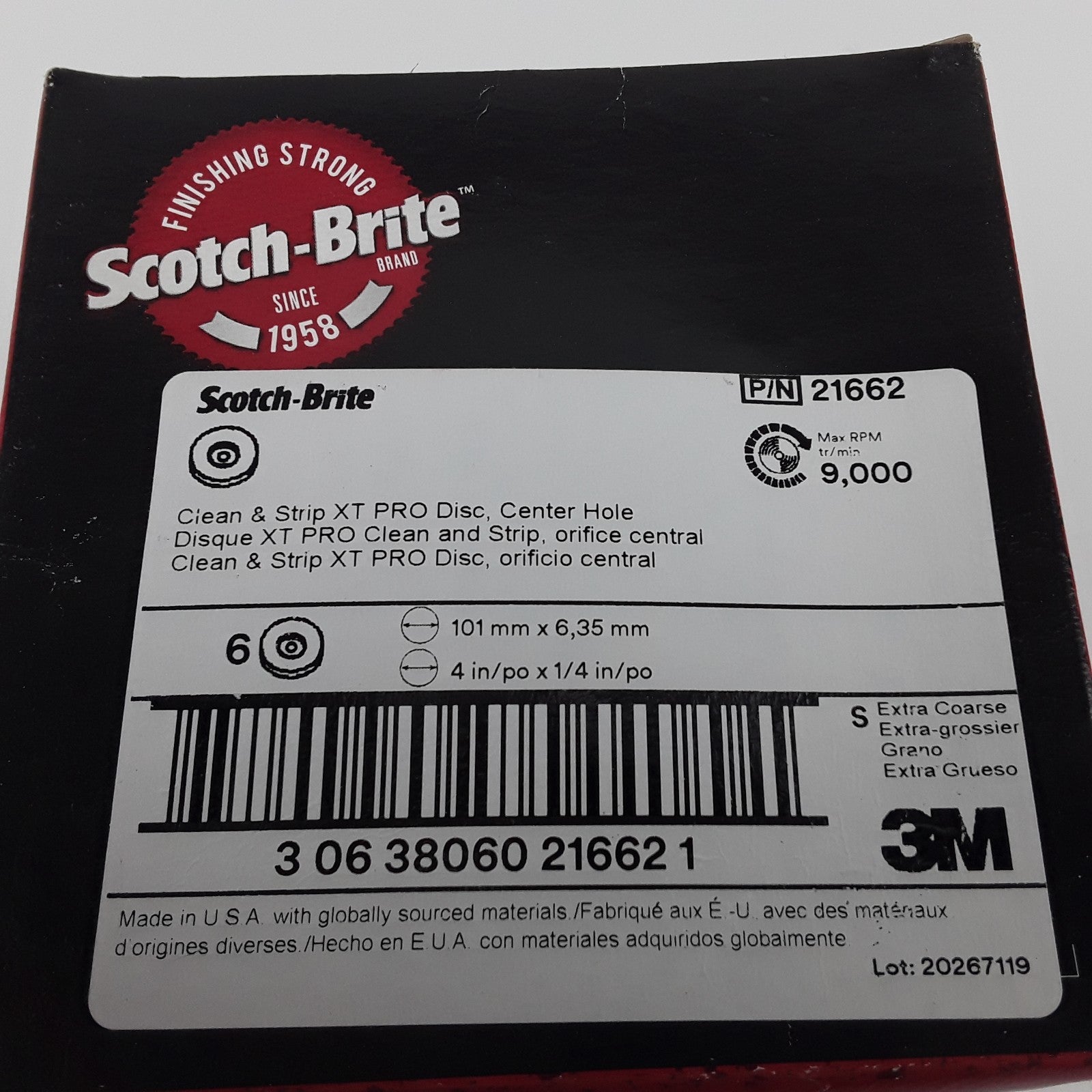 3M Scotch-Brite 21662 Roloc + Clean & Strip XT Pro Disc 101mm X 6,35 mm (6pk)