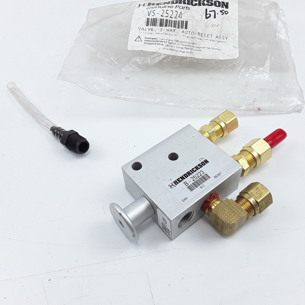 Hendrickson VS-25224 3-Way Auto Reset Air Brake Valve with Fittings For Kenworth