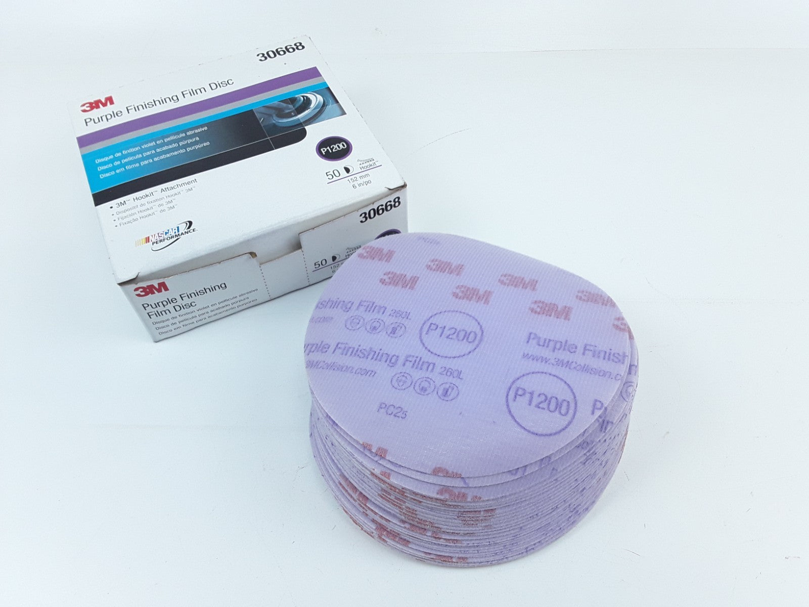3M 30668 Purple Finishing Film Abrasive Disc 6 in 152mm P1200 Per Carton 50 Pcs