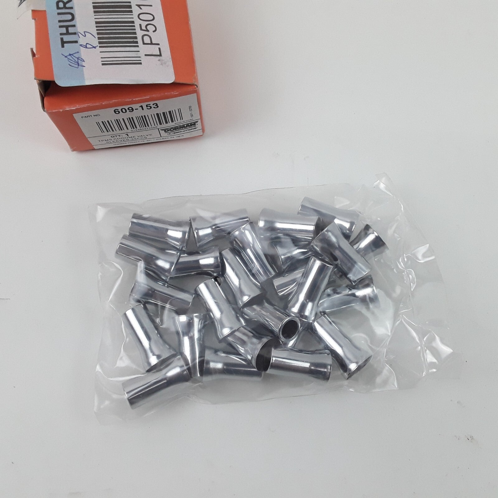 Dorman 609-153 TPMS Rubber Snap-In Valve Stem Chrome Sleeve Silver - 25 Pieces