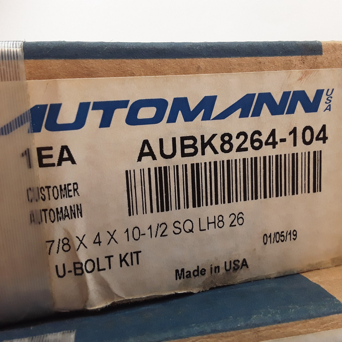 Automann AUBK8264-104 Leaf Spring Axle U-Bolt Kit 7/8-in X 4-in 10-1/2 SQ LH8 26