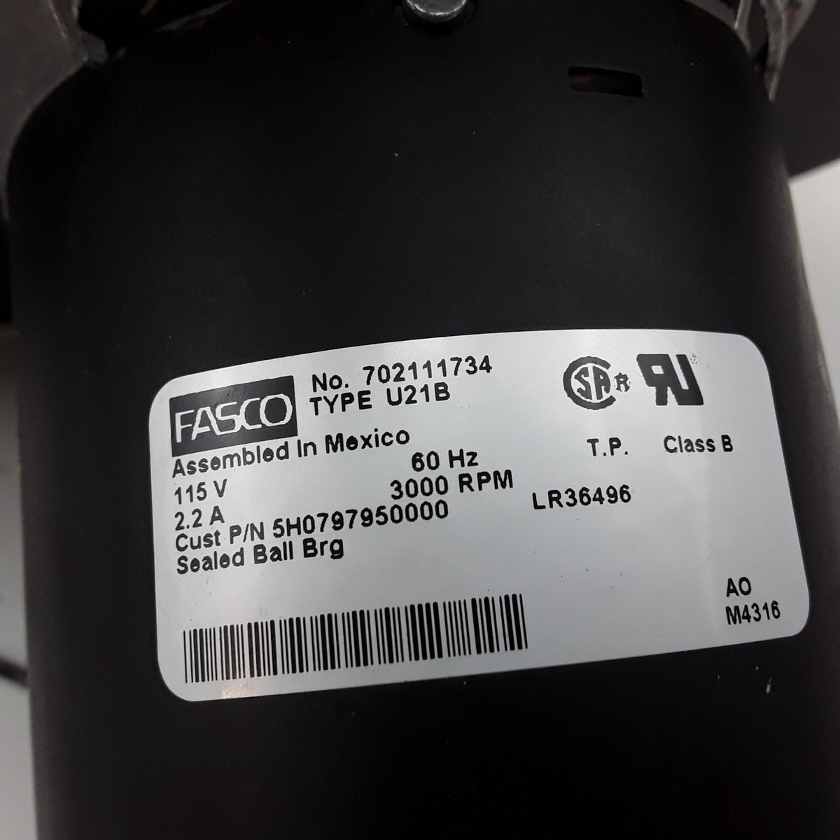 Fasco Venter Exhaust Blower 5H0797950000, 5H797950000, 3H373622, 3H0373620002