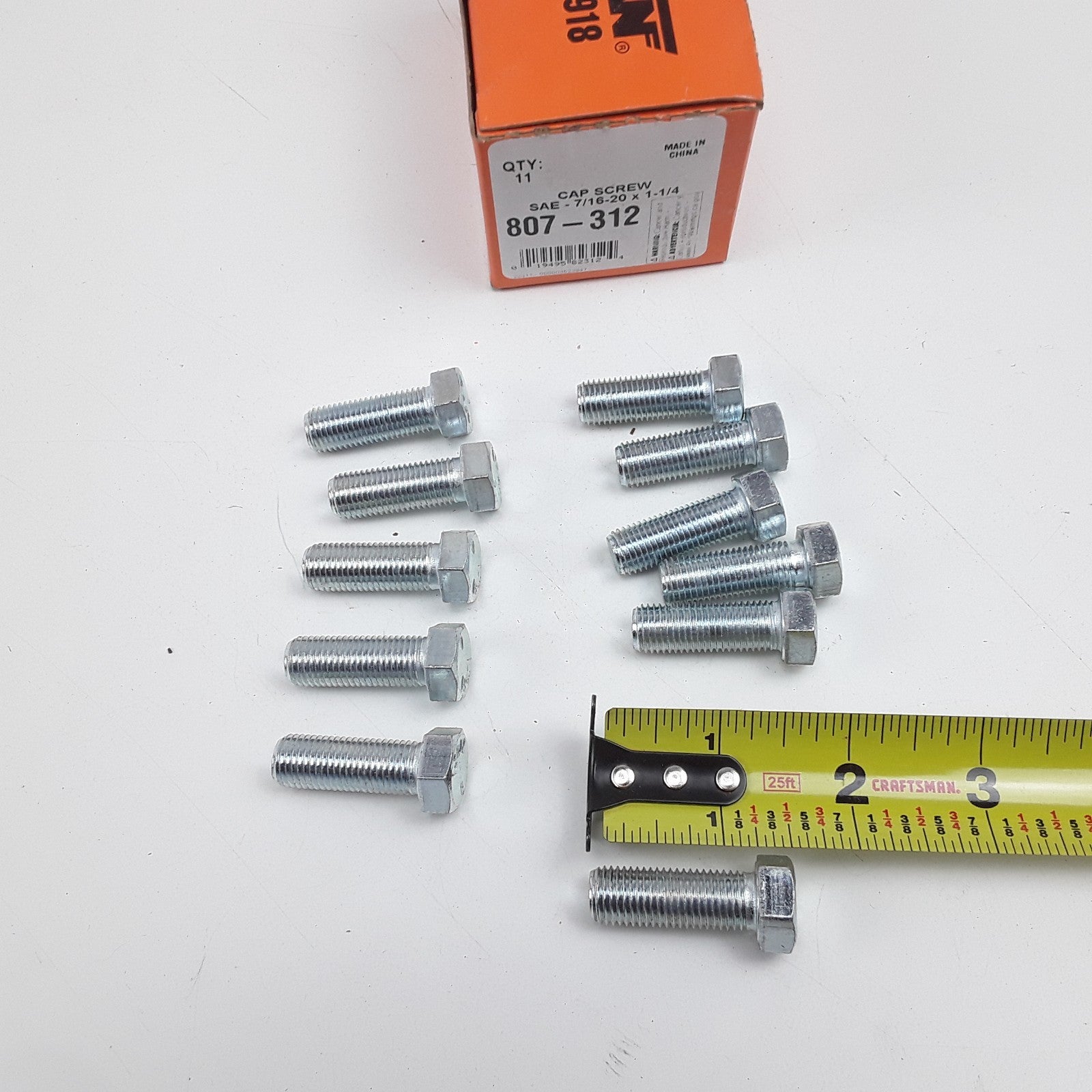 Dorman 807-312 Cap Screw-Hex Steel Head-Grade 5- 7/16-20 x 1-1/4 in Set of 11