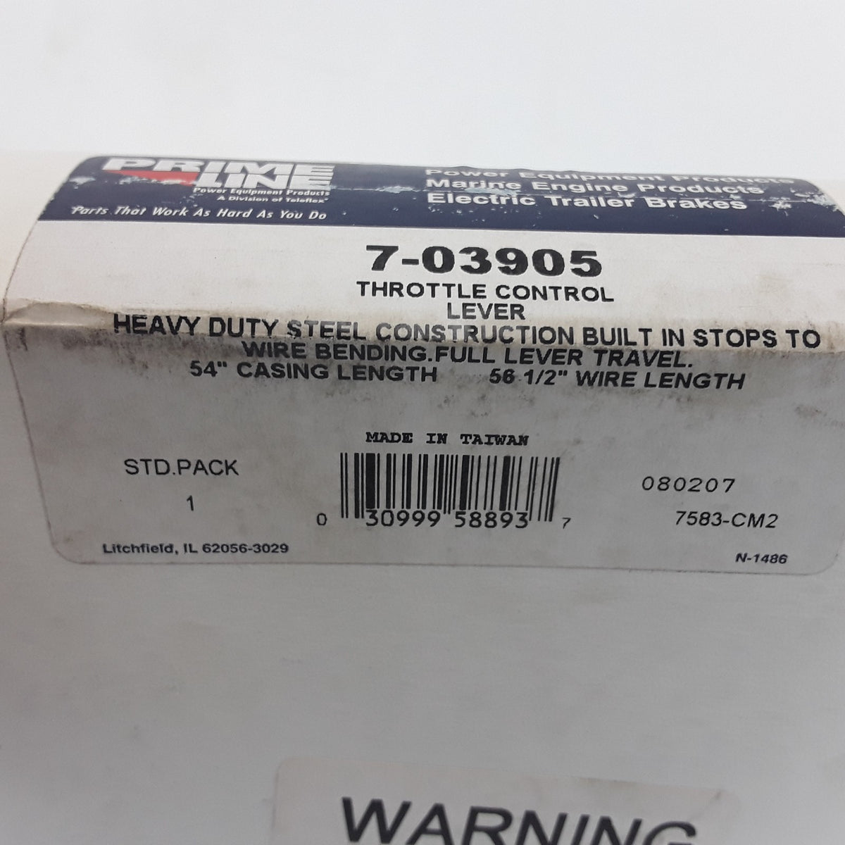 Prime Line 7-03905 Throttle Control Lever Casing Length 54" Wire Length 56-1/2"