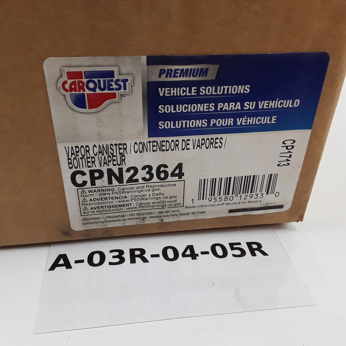 Carquest CPN2364 Fuel Vapor Canister Fits Ford Focus (2010-2011)