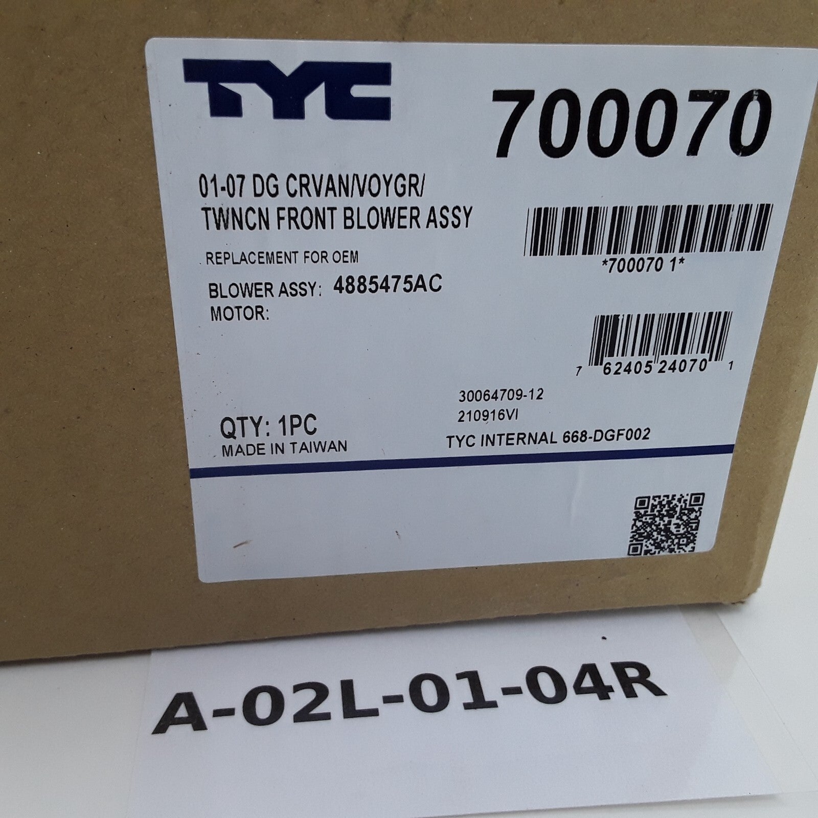 TYC 700070 Blower Assembly Fits Dodge Caravan Chrysler Pacifica (2001-2008)