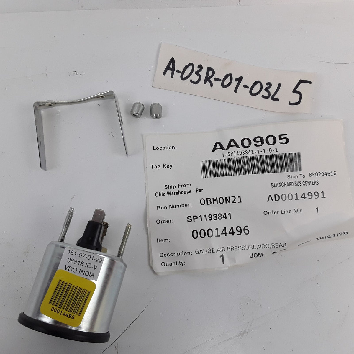 VDO Rear Air Pressure Gauge 0-150 psi Fits Commercial Truck and Bus