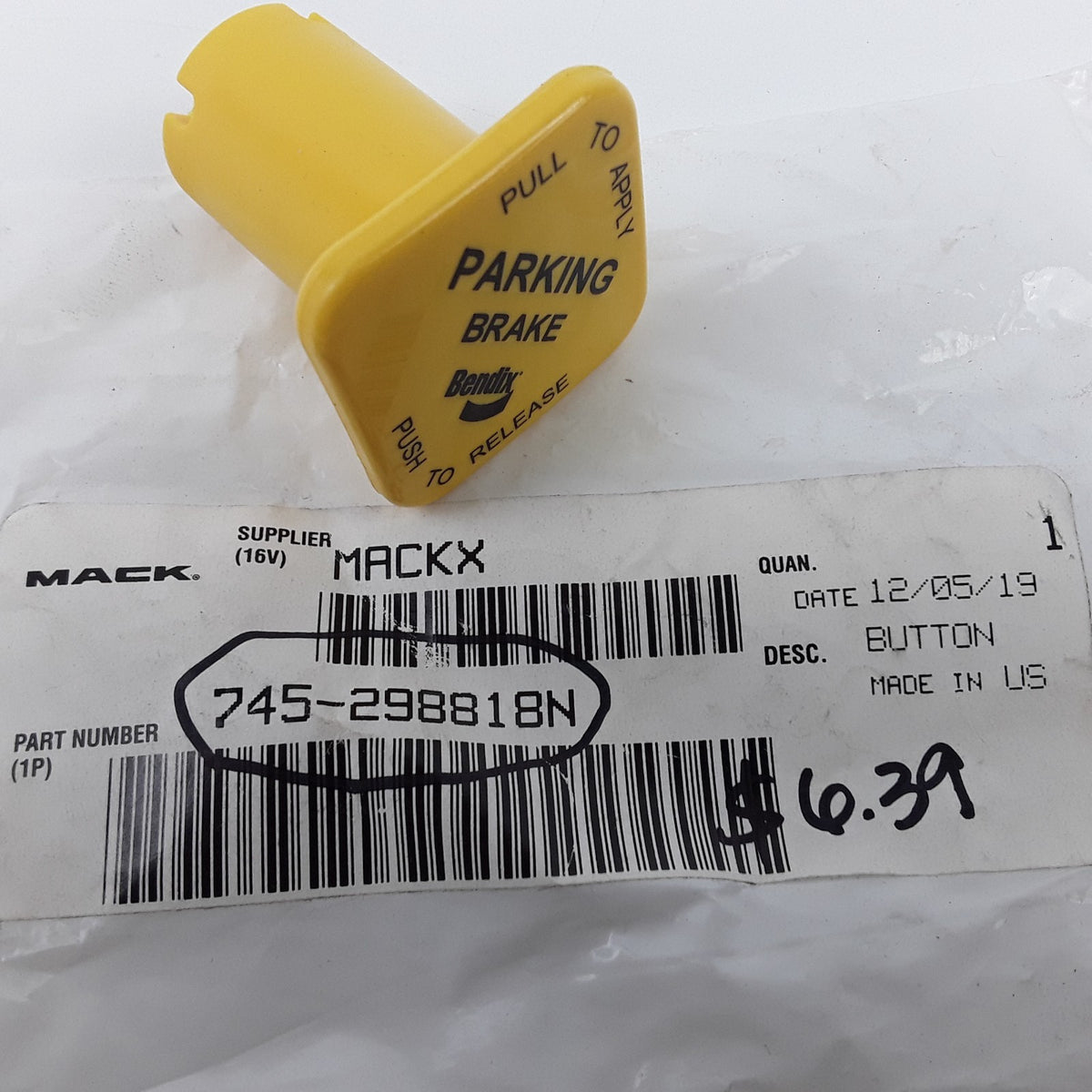 Parking Brake Push Button Switch Fits Mack Volvo Trucks p/n Mack 745-298818N