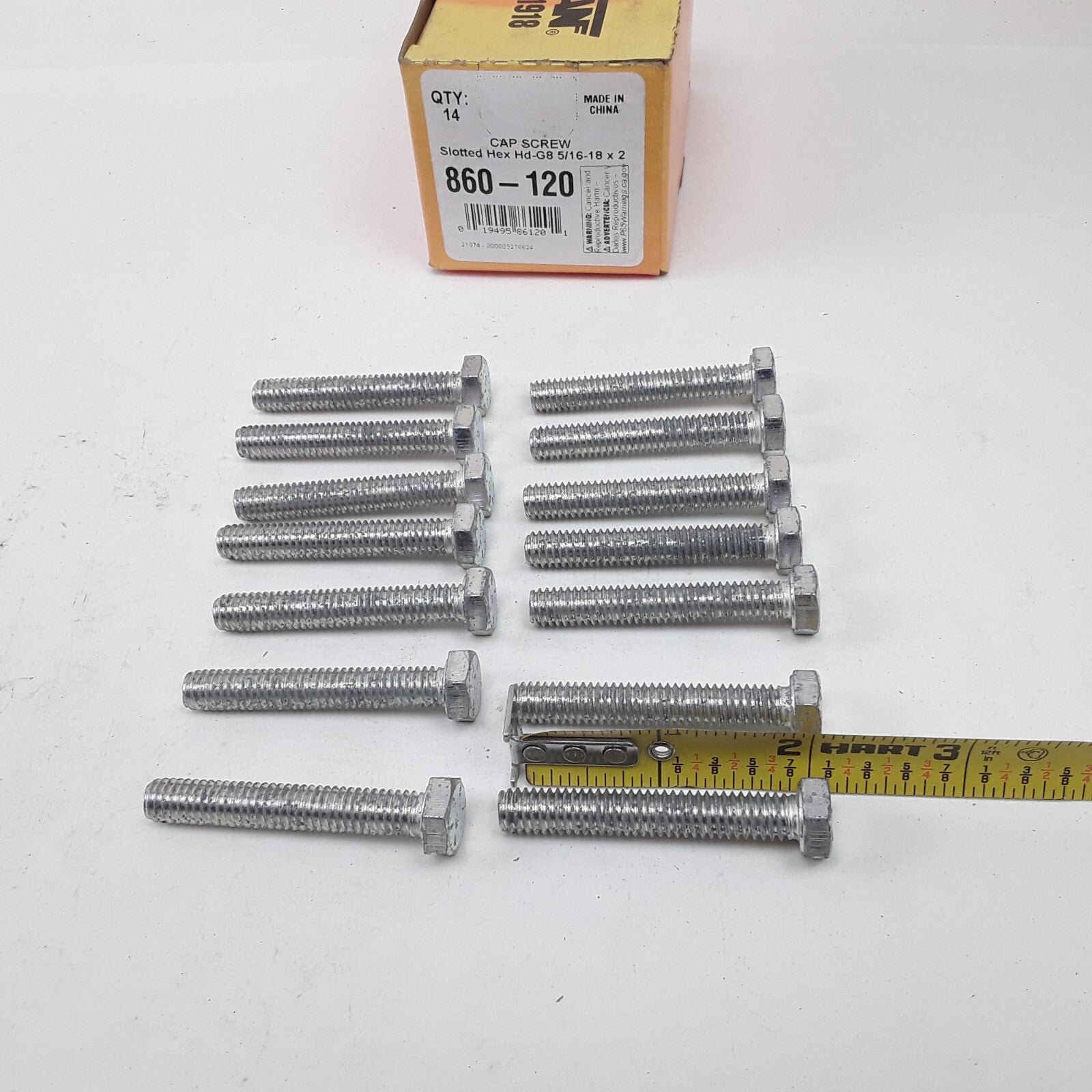 Multipurpose Grueso Bolt Cap Screw-Hex Head-Grade 8- 5/16-18 x 2 In Pack of 14