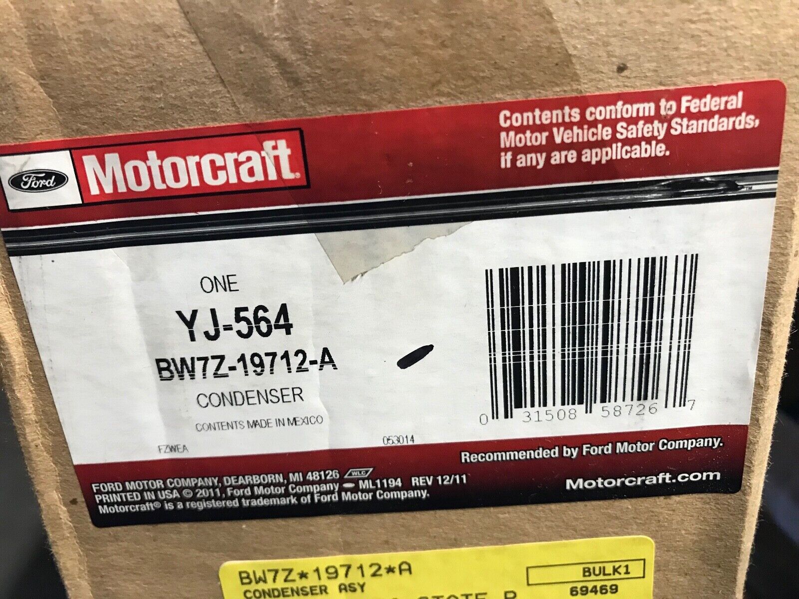 GENUINE OEM Motorcraft YJ-564 A/C Condenser BW7Z-19712-A FAST SHIPPING - HotCarParts