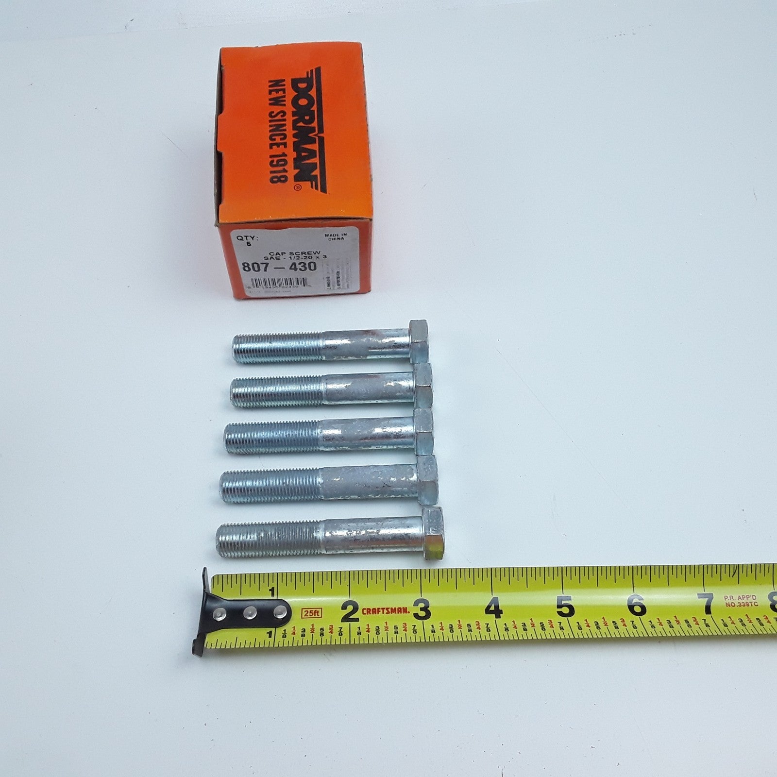 Dorman 807-430 Cap Screw-Hex Steel Head-Grade 5- 1/2-20 x 3 in Set of 5