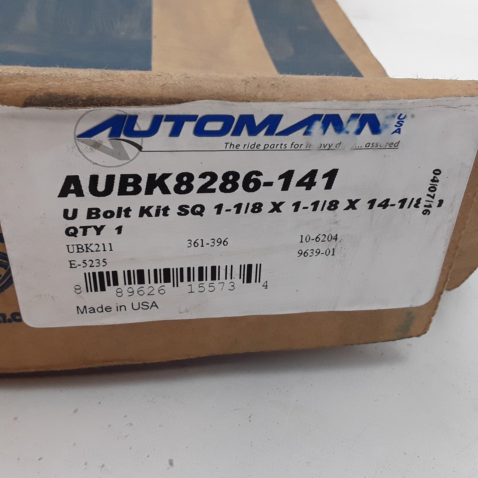Leaf Spring Axle U-Bolt Round Bend 3/4" Thread 2.86" ID 14.12" Long AUBK8286-141