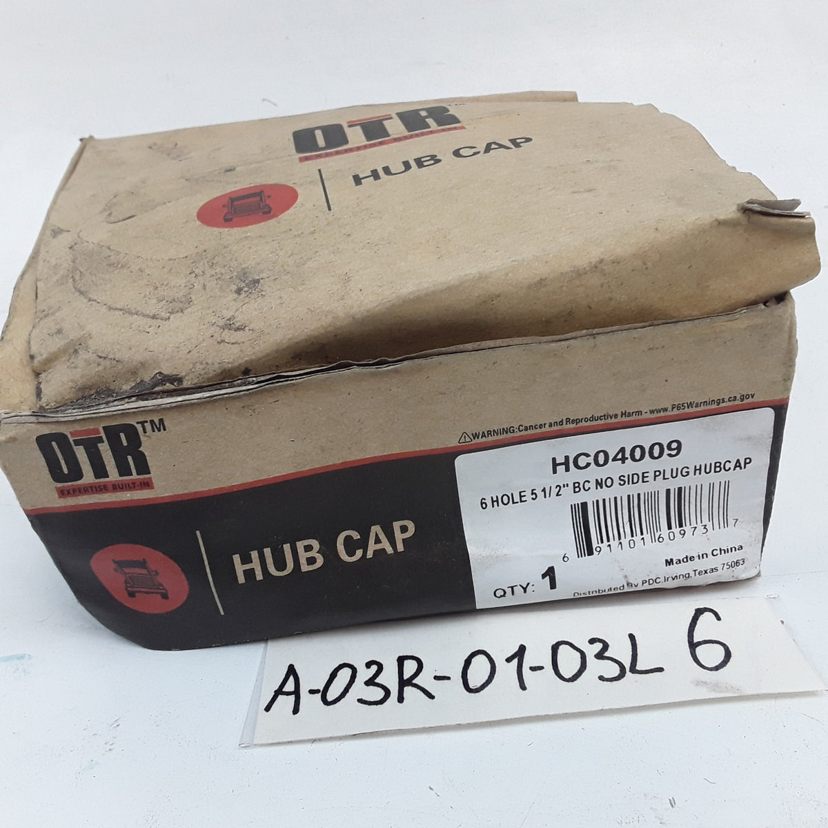 OTR HC04009 Axle Hub Cap 6-Hole 5-1/2" BC No Side Plug Fits Trailer