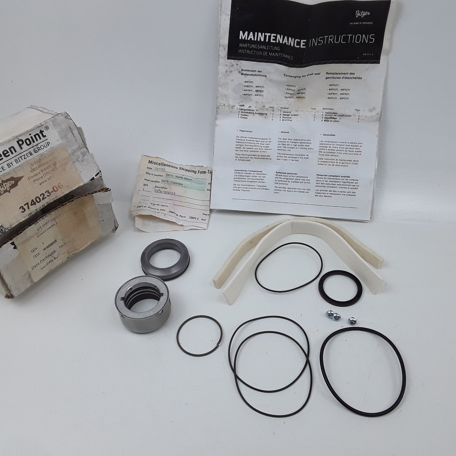 Bitzer 374023-06 Shaft Seal Set with O-rings and Felt For Bus AC Compressor