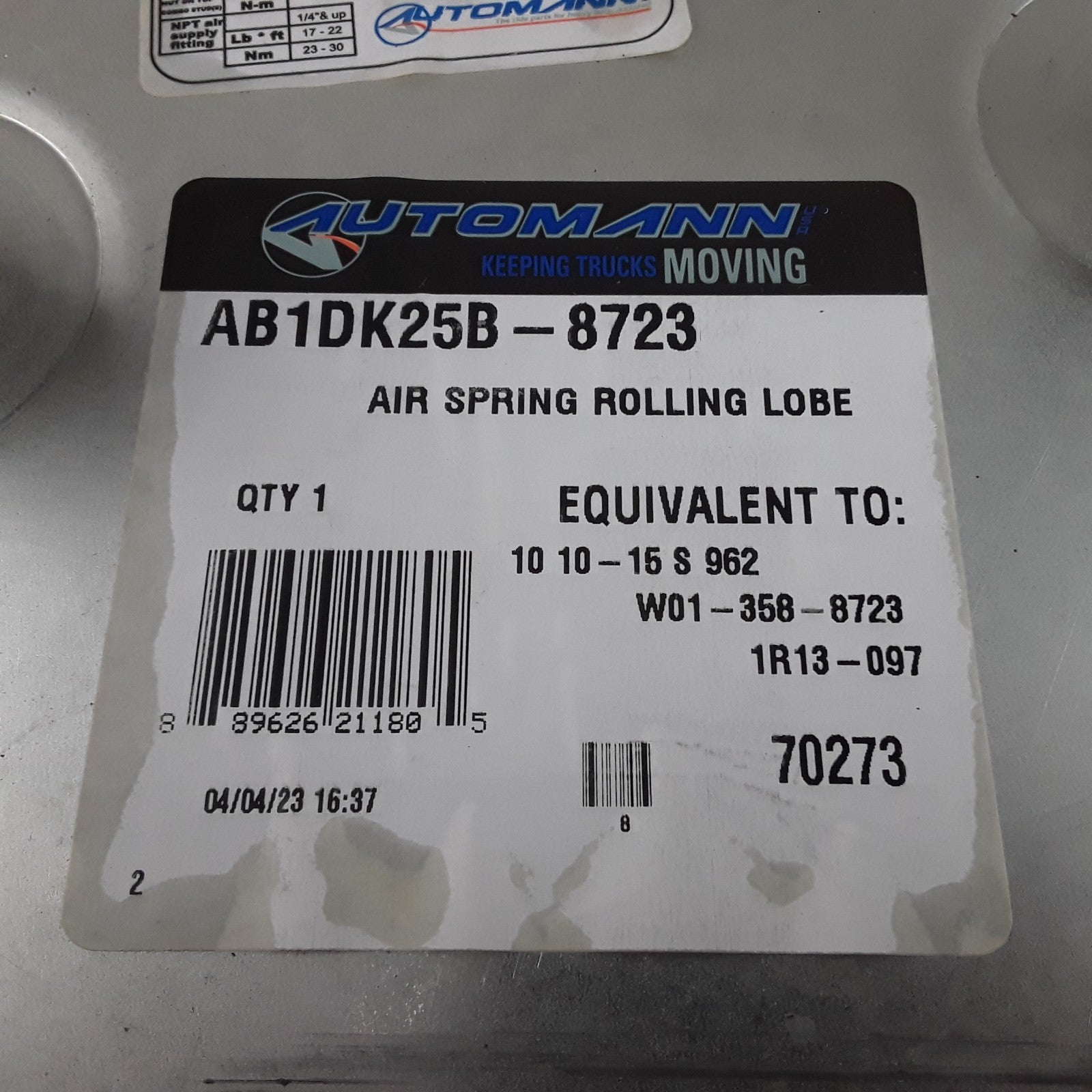 Automann AB1DK25B-8723 Super Cushion Rolling Lobe Air Springs High Performance