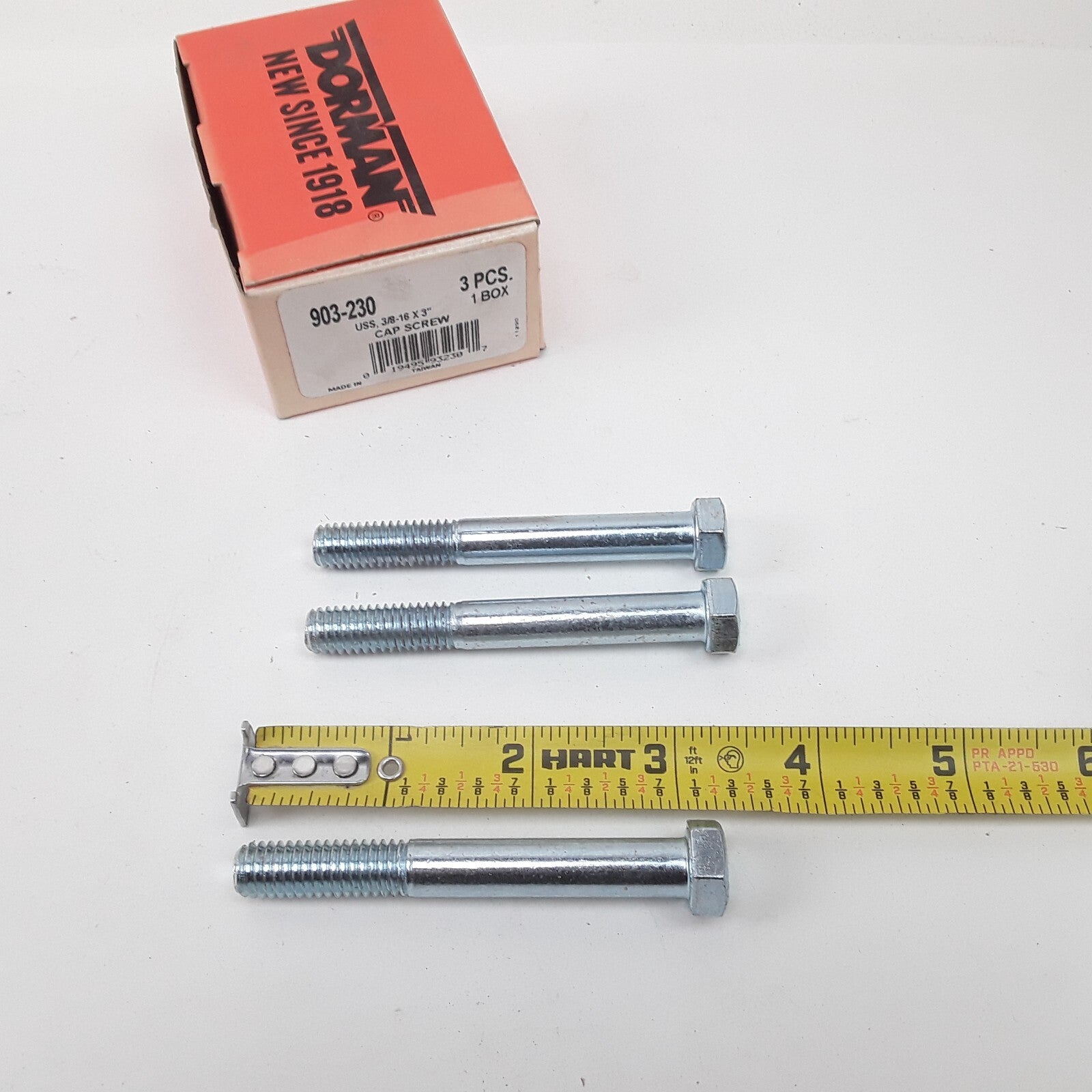 3 pc Multi-Purpose Car Truck Autograde Cap Screw-Hex Head-Grade 5- 3/8-16 x 3 In