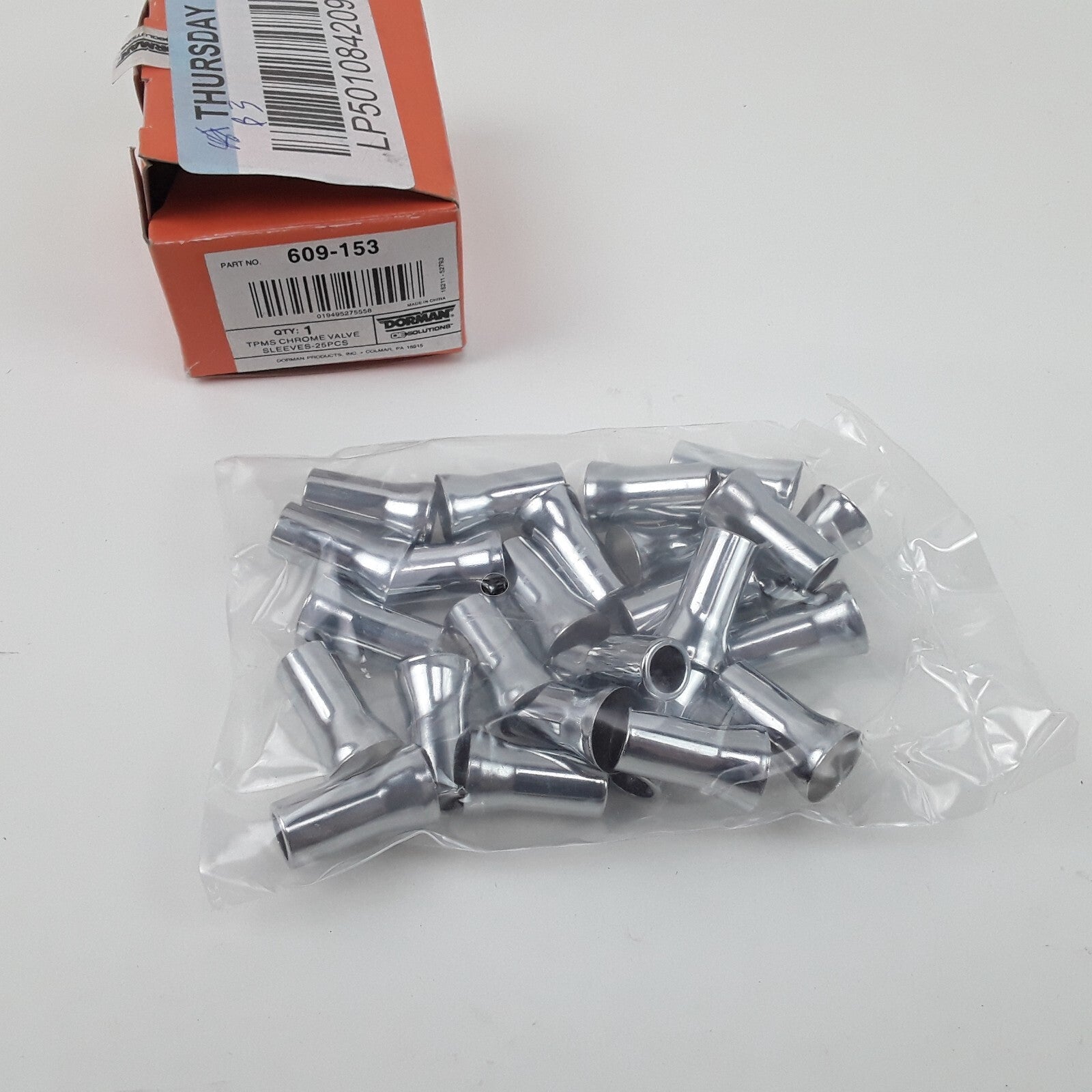 Dorman 609-153 TPMS Rubber Snap-In Valve Stem Chrome Sleeve Silver - 25 Pieces