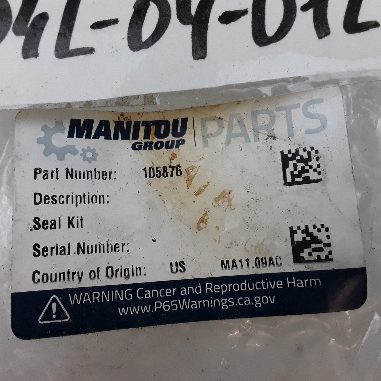 Manitou Group 105876 Hydraulic Cylinder Seal Kit Heavy Duty For Forklifts