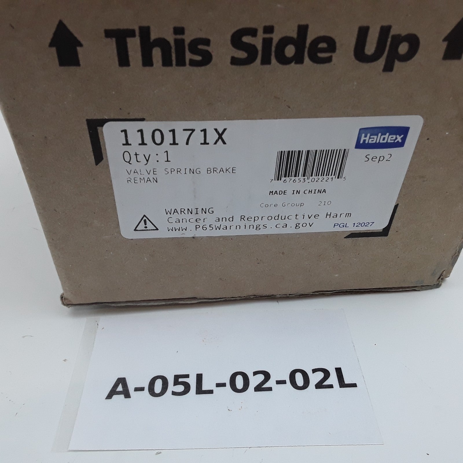 Haldex 110171X Air Spring Brake Valve Assembly Protected Reservoir 90