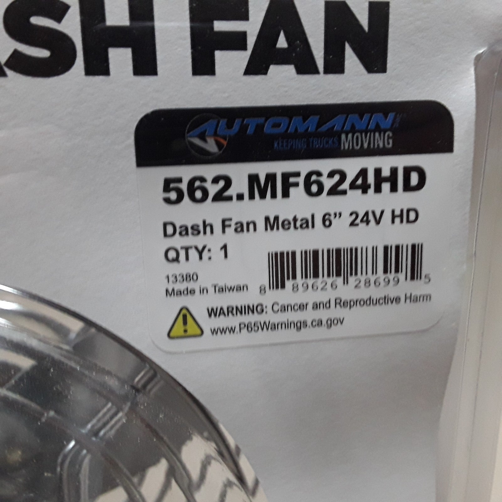 Dash Metal Fan 24 Volt 6in Two 2-Speed Heavy Duty For Trucks RV and Automotive